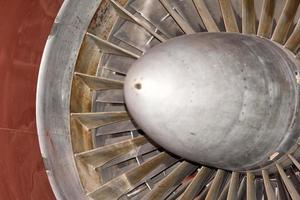 Jet Airplane turbine engine close up photo