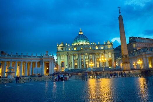 roma vaticano lugar catedral de san pedro en la noche foto