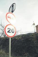 Close up view of a road sign. photo