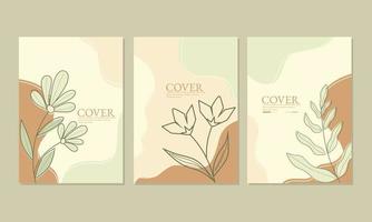 book cover with hand drawn abstract leaves in A4 size. for notebook, diary, book, planner. pastel color book vector