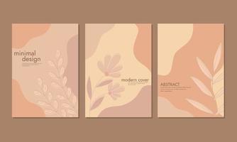 brown color book cover template with hand drawn floral background. A4 size for notebooks, books, reports, diaries, flyers, school books. vector