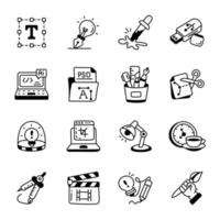 Collection of Designing Hand Drawn Icons vector