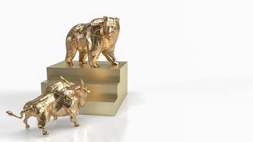 The gold bull and bear on stairs for business concept 3d rendering photo