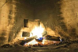 stone fire place photo