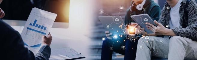 Digital transformation technology strategy, IoT, internet of things. transformation of ideas and the adoption of technology in business in the digital age, enhancing global business capabilities. Ai photo