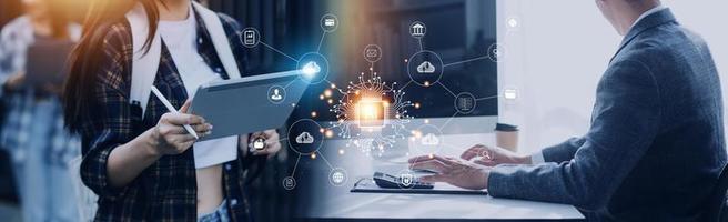 Digital transformation technology strategy, IoT, internet of things. transformation of ideas and the adoption of technology in business in the digital age, enhancing global business capabilities. Ai photo