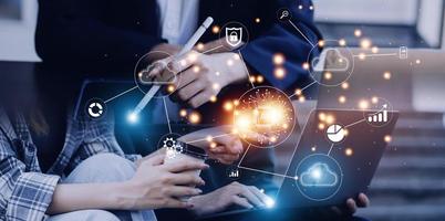 Digital transformation change management, internet of things. new technology bigdata and business process strategy, customer service management, cloud computing, smart industry. Ai technology. photo