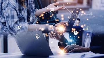 Digital transformation change management, internet of things. new technology bigdata and business process strategy, customer service management, cloud computing, smart industry. Ai technology. photo