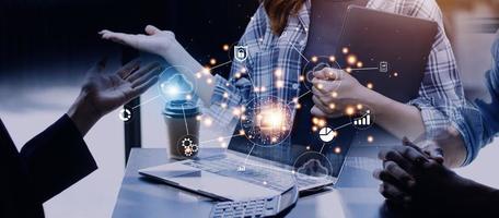 Digital transformation technology strategy, IoT, internet of things. transformation of ideas and the adoption of technology in business in the digital age, enhancing global business capabilities. Ai photo