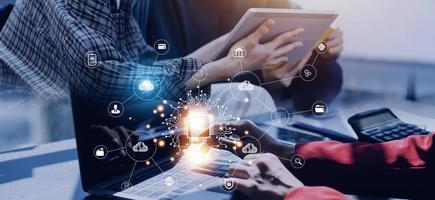 Digital transformation technology strategy, IoT, internet of things. transformation of ideas and the adoption of technology in business in the digital age, enhancing global business capabilities. Ai photo