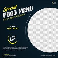 Food social media post promotion banner design template vector