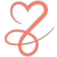 Heart one line border, love flourish frame, swirl scroll draw vector