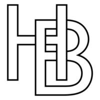 Logo sign hb bh icon nft interlaced letters b h vector