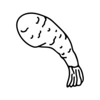 Japanese shrimp tempura in hand drawn doodle style. Asian food for restaurants menu vector