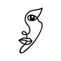 One line beautiful woman face illustration. Vector single line