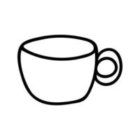 Hand drawn simple tea or cocoa mug. Doodle vector illustration