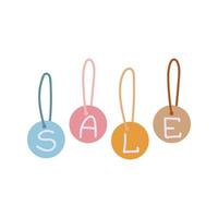 Circle color shopping label Sale in flat vector style. Hand drawn vector illustration