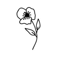 Hand drawn herbal, floral clipart. One line doodle vector