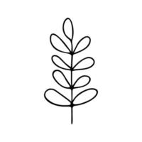 Hand drawn herbal, floral clipart. One line doodle vector