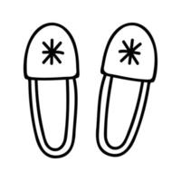 Hand drawn winter warm slippers. Doodle vector illustration.