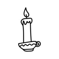 Hand drawn vector candle. Cozy doodle illustration