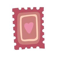 Romantic postage stamp clipart in flat style. Vector illustration, valentine's day doodle.