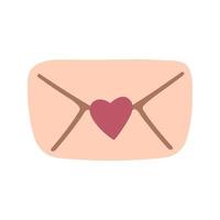 Cute doodle love letter, envelope with heart icons. Hand drawn vector illustration