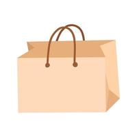 Craft paper bag in flat vector style. Hand drawn vector illustration shopping