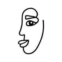 One line beautiful woman face illustration. Vector single line