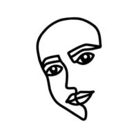 One line beautiful woman face illustration. Vector single line