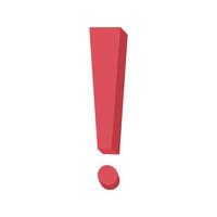 Red exclamation mark in flat vector style. Hand drawn vector illustration