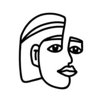 One line beautiful woman face illustration. Vector single line