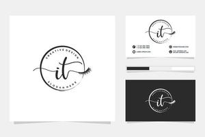 Initial IT Feminine logo collections and business card templat Premium Vector