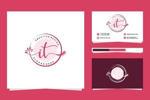 Initial IT Feminine logo collections and business card templat Premium Vector