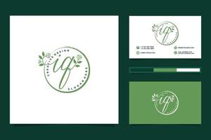 Initial IQ Feminine logo collections and business card templat Premium Vector