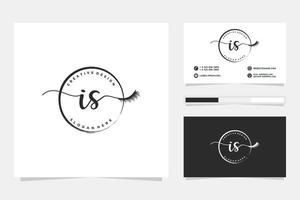 Initial IS Feminine logo collections and business card templat Premium Vector