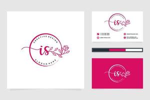 Initial IS Feminine logo collections and business card templat Premium Vector