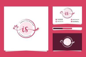 Initial IS Feminine logo collections and business card templat Premium Vector