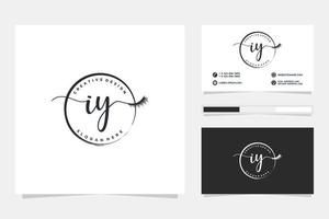 inicial iy femenino logo colecciones y negocio tarjeta templat prima vector