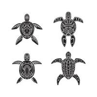 tortugas conjunto colección tatuaje ilustración vector