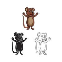 Coloring book mouse cartoon character vector