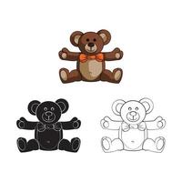 Coloring book teddy bears cartoon character vector