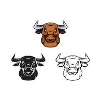 Coloring book bull head cartoon character vector