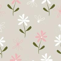 Seamless hand drawn pastel floral pattern background vector