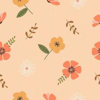 ilustración de vector de fondo transparente de patrón floral vintage dibujado a mano lindo para moda, tela, papel tapiz y diseño de impresión