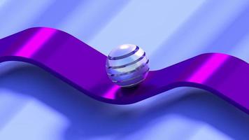 Abstract striped silver and glass sphere rolling along wavy track video