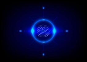 Cyber security and cyber crime concept. Electronic fingerprint on futuristic technology abstract background. Digital protection. vector