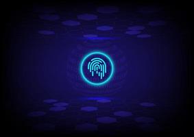 Cyber security concept. Electronic fingerprint with the binary number and earth on futuristic technology abstract background. Digital protection. vector