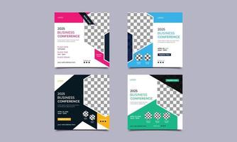 Business Conference social media post square banner design. Business webinar invitation design and online business conference banner template. vector