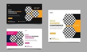 Modern business webinar conference web banner or social media post square banner template design. Business webinar invitation design and Live conference banner design template. vector illustration.